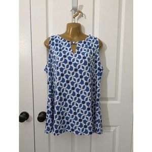SUSAN GRAVER Polyester Shirt Tank Business Cut out Sz XL Blue